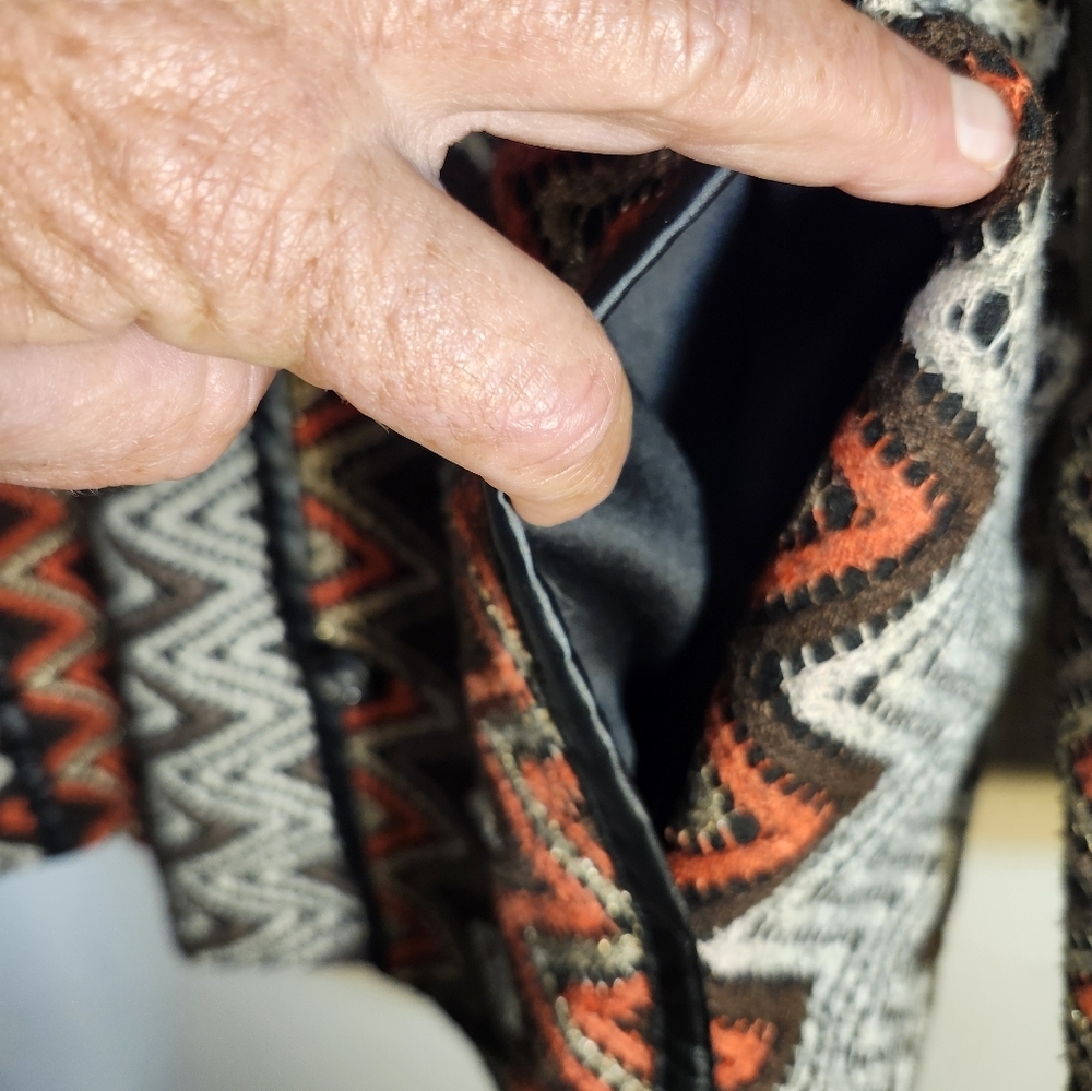 Mechant Chic Zigzag Pattern Blazer - Red, Brown, White Boho Sz XL - Picture 8 of 11